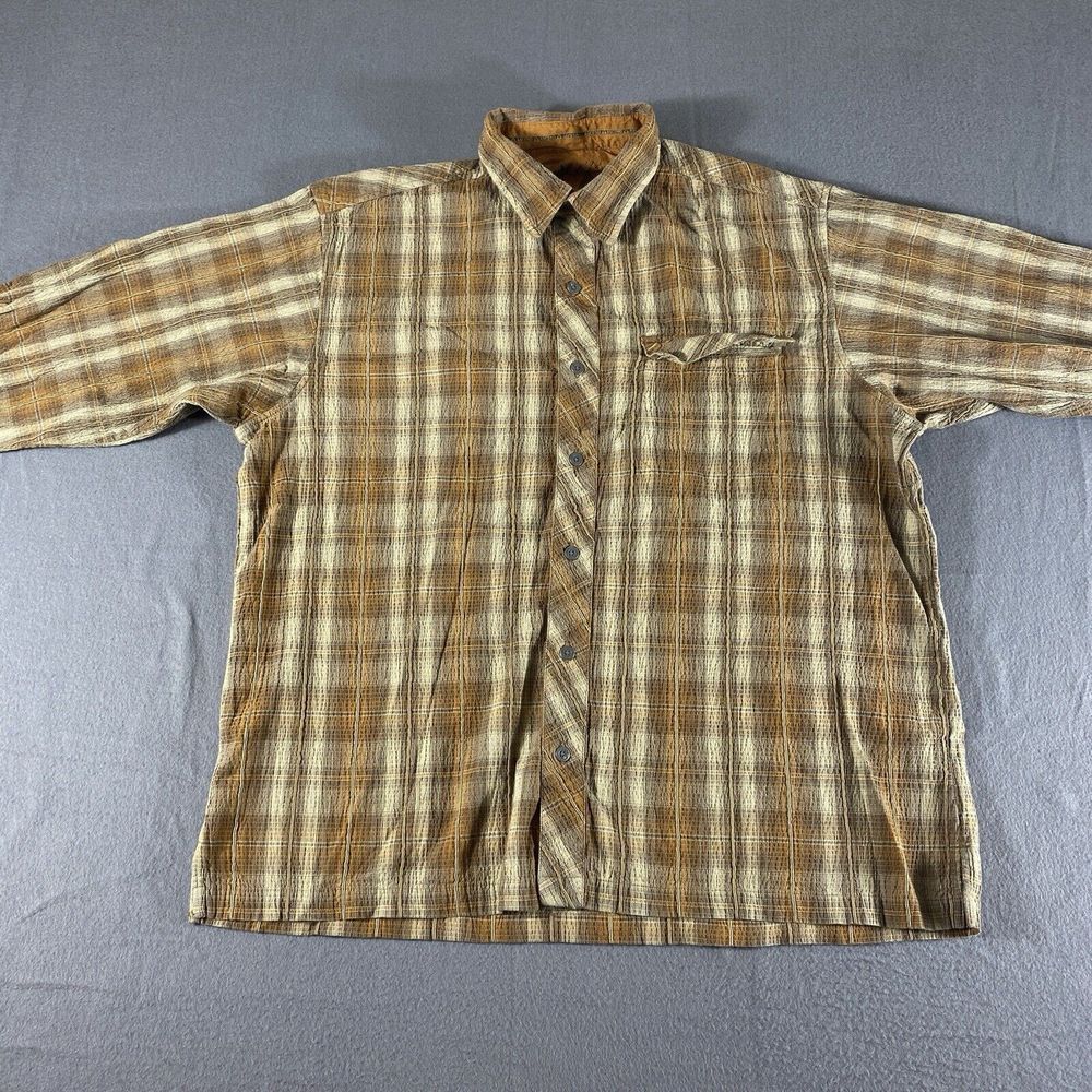 Ascend Shirt Mens Large Plaid Brown Button Up Long‎ Sleeve Lumberjack